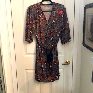 Midi espresso boho front zipper dress